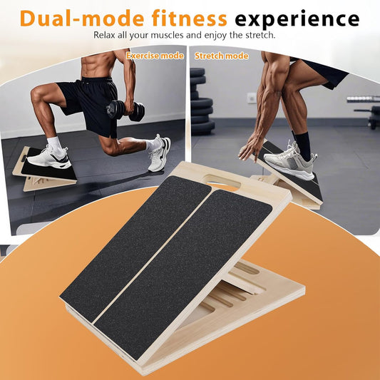 Slant Board for Calf Stretching, Adjustable Wooden Incline Board with Anti-Slip EVA Base, 300LB Capacity Portable Calf Stretcher for Physical Therapy, Squats, Ankle & Heel Support at Home/Gym