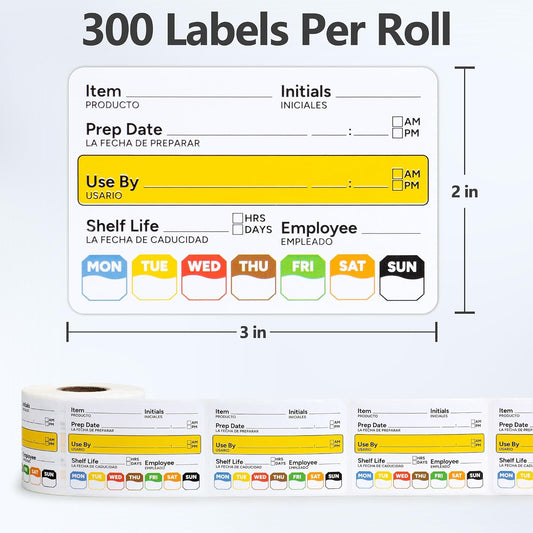 Restaurant Quality Shelf Life Food Rotation Labels Vinyl, 2” x 3” Self-Adhesive Removable Freezer Food Labels Stickers, Perfect for Reusable Containers, Food Date Sticker (Large, Count, 2)