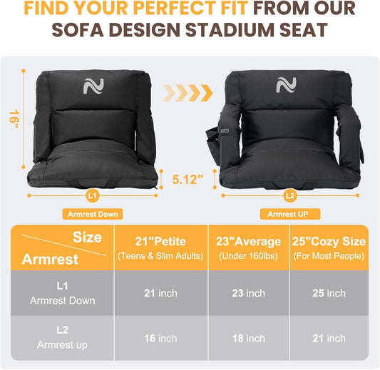 LILYPELLE 25in 5.12" Extra Thick&Wide Heated Stadium Seat for Bleachers