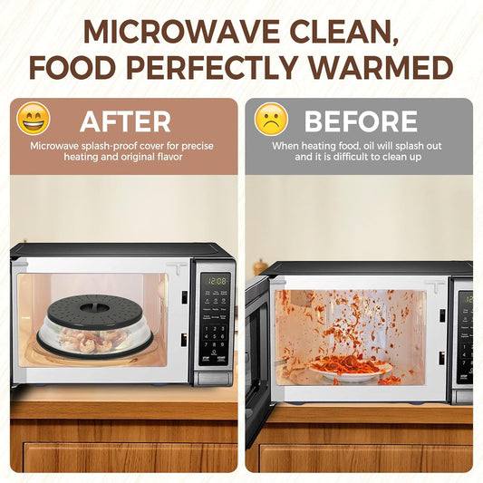 Vented Collapsible Microwave Splatter Cover for Food,Kitchen dish bowl Plate lid Can be Hung,Dishwasher-Safe,Fruit Drainer Basket,BPA-Free Silicone & Plastic,gray