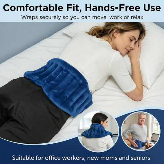Microwave Heating Pad for Lower Back, Waist, Periods Cramps Pain Relief - Wearable Microwavable Heating Pads Heating Pad with Flax Seed for Hot & Cold Therapy, Unscented Wearable Heat Pack(Navy Blue)