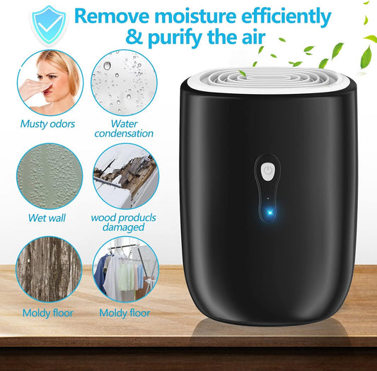 Dehumidifiers for Home 27oz(800ml), Small Auto Shut off with Drain Hose | Portable Ultra Quiet Mini Dehumidifier for Bathroom, Basement, Garage, RV, Gun Safe, Closet, Quiet Moisture Absorber