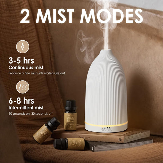 SALKING Essential Oil Diffuser, 100ml Aromatherapy Diffusers with Adjustable Mist Mode Timer Setting, Ultrasonic Diffusers for Essential Oils, Warm White Lights, 7 LED Colors, for Office Home