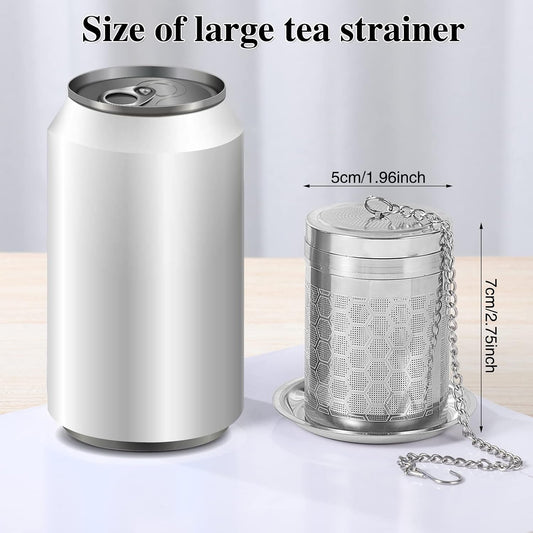 2 Pack Tea Infusers For Loose Tea, 304 Stainless Steel, 2 Inch | Fine Mesh Filter, Threaded Lid, Chain Hook, Drip Trays, Fits Most Mugs And Teapots, Dishwasher Safe