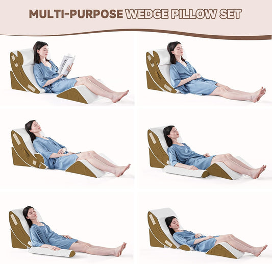 Leg Elevation Pillows for Swelling, Memory Foam Wedge Pillow for Legs Blood Circulation, Leg Elevation Pillows for After Surgery, Knee Wedge Pillow for Sleeping Back Hip Ankles Relief