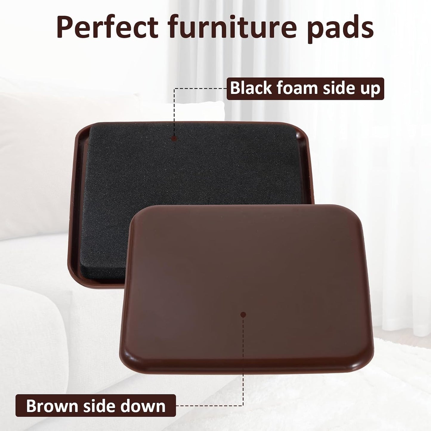 Reusable Heavy Duty Furniture-Sliders 4.7 Inch Furniture Sliders Square Felt Furniture Slider for Carpeted Floors Safeguard Carpeted Floors Hardwood Floor (4 PCS)