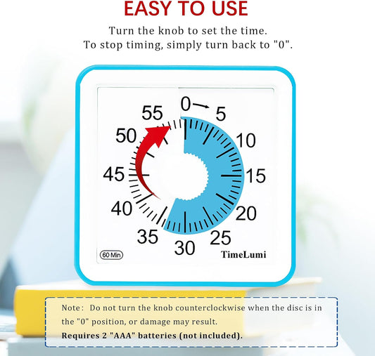 60-Minute Visual Timer for Kids, Time Management Tool Study Classroom Timer, Home Edition Silent Countdown Timer for Toddler, Teachers and Adults (Green)