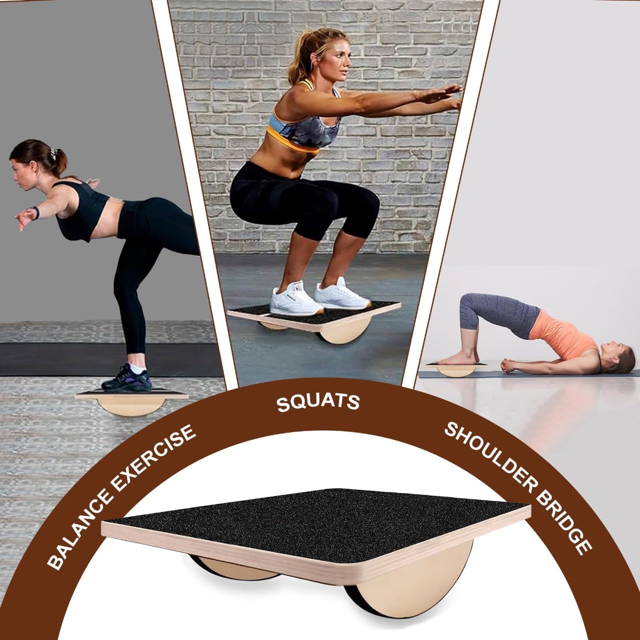 3-in-1 Portable Wooden Slant Board for Calf Stretching - Calf Stretcher & Incline Board Convertible to Balance Board + Resistance Band - 5 Angles, Anti-Slip Squat Wedge for Squats, Plantar Fasciitis, Achilles & Physical Therapy