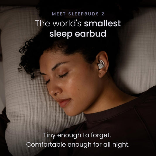 Ozlo Sleepbuds® 2 - Sleep Earbuds, Snoring & Noise Masking Headphones | All-Night Side-Sleeper Comfort, Ultra Small Fit, 14-hr Battery, 50+ Sleep Sounds, In-Ear Alarm, Reliable Bluetooth Connection