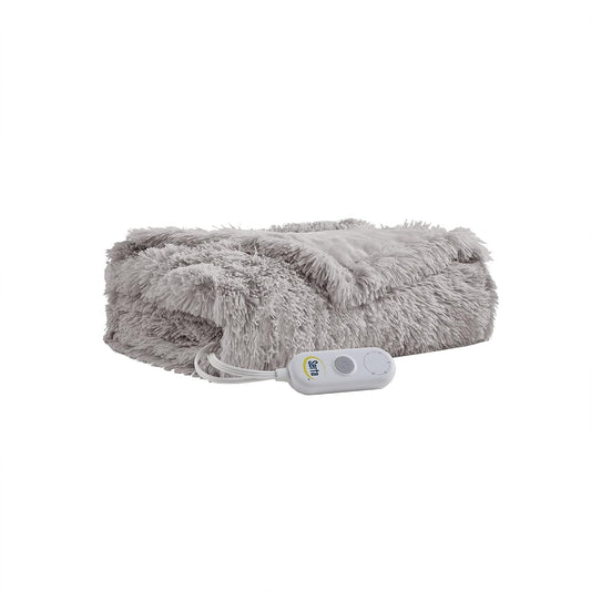 Serta Heated Electric Throw - Shaggy Faux Fur, 5 Heat & Washable