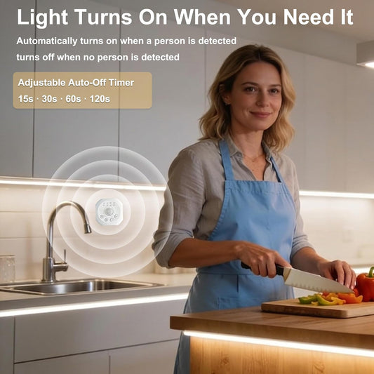 AXMOTUT Motion Sensor COB LED Strip Lights with Remote, 24V 9.84ft Natural White Dimmable LED Light Strips, High Bright 4000K LED Lights with Power Supply for Room, Kitchen, DIY Home Decoration