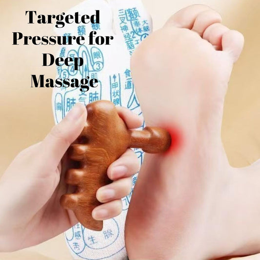 Wood Foot Massager Acupressure Tool Deep Tissue Reflexology Stick | Sandalwood Foot Reflexology Massager, Deep Tissue Acupressure Stick, Meridian Therapy, Relieve Muscle Tension, Multi-Use Tool