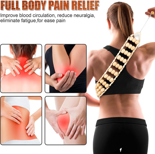 KintKita Wood Therapy Massage Tools,Back Wooden Massage Roller Rope Tool Maderoterapia Kit Professional Cellulite Massager for Body Shaping, Contouring,Back Neck Leg Muscle Relief