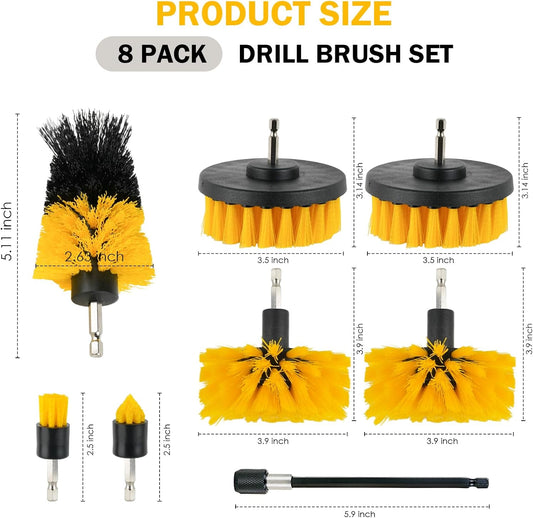 18PCS Drill Brush Attachments Set, Power Cleaning Scrub Brushes | Cleaning Brush Supplies with Scrub Pads, Sponge, Extend Long Attachment for Bathroom Bathtub, Grout, Tile, Sinks, Corners