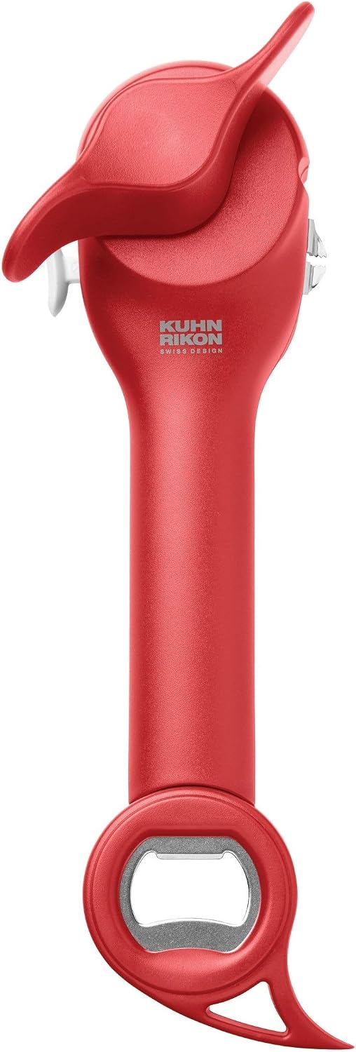 Kuhn Rikon Auto Safety Master Opener for Cans, Bottles and Jars, 9 x 2.75 inches, Red