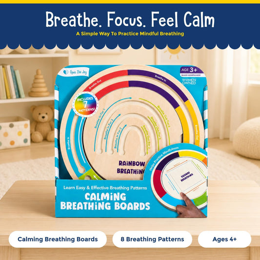Open The Joy - Calming Breathing Boards for Kids and Adults, Mindfulness and Relaxation Tools - Ages 4 and Up