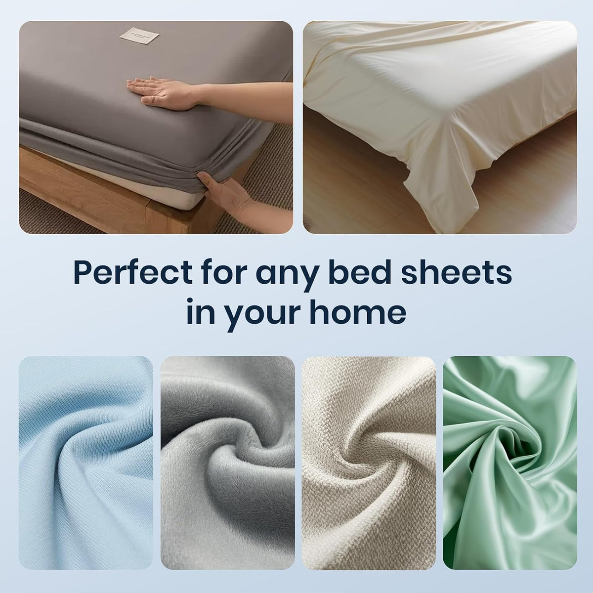 Flelano Sheet Holders 4 Pack,Bed Sheet Grippers One-Size-Fits-Most, Bed Sheet Holders for Corners Easy Installation Keeps Fitted Sheet Tight All Night(White)