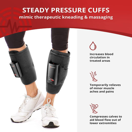 PlasmaFlight Calf Muscle & Leg Massager for Pain Relief & Circulation | Approved Kneading Air Massage Leg Sleeve Compression Wrap | Portable Professional SCD Machine for Legs with 2 Modes
