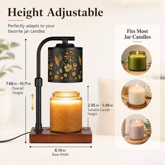Candle Warmer Lamp Adjustable Height Dimmable for Jar Candles Hummingbird