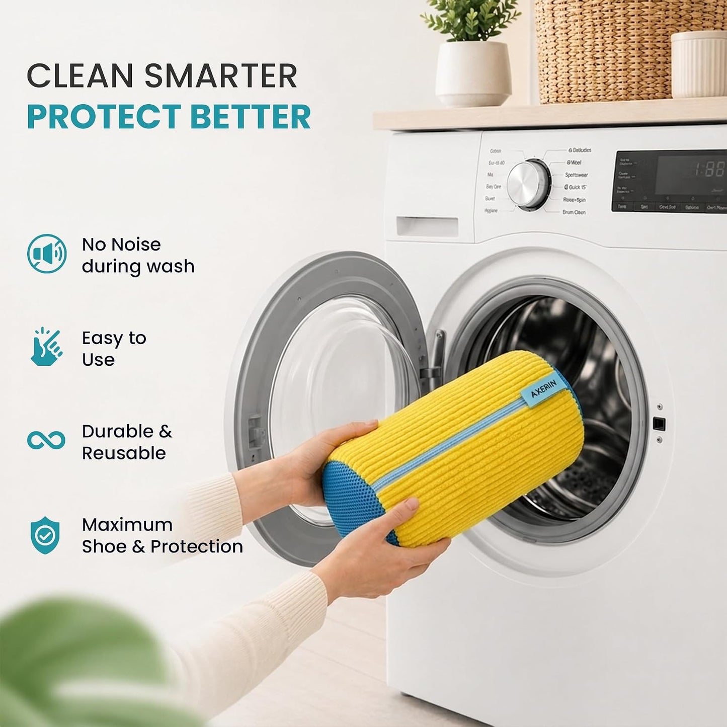 Shoe Washing Machine Bag for Washer and Dryer – 2pc Reusable Shoe Cleaning Bag for Sneakers & Tennis Shoes