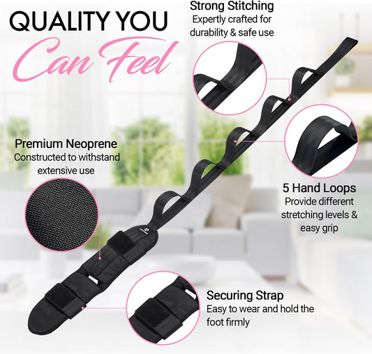 Foot and Calf Stretcher Strap for Physical Therapy and Flexibility | Supports Foot and Calf Stretching for Yoga, Gymnastics and Recovery, Ideal for Plantar Fasciitis Relief