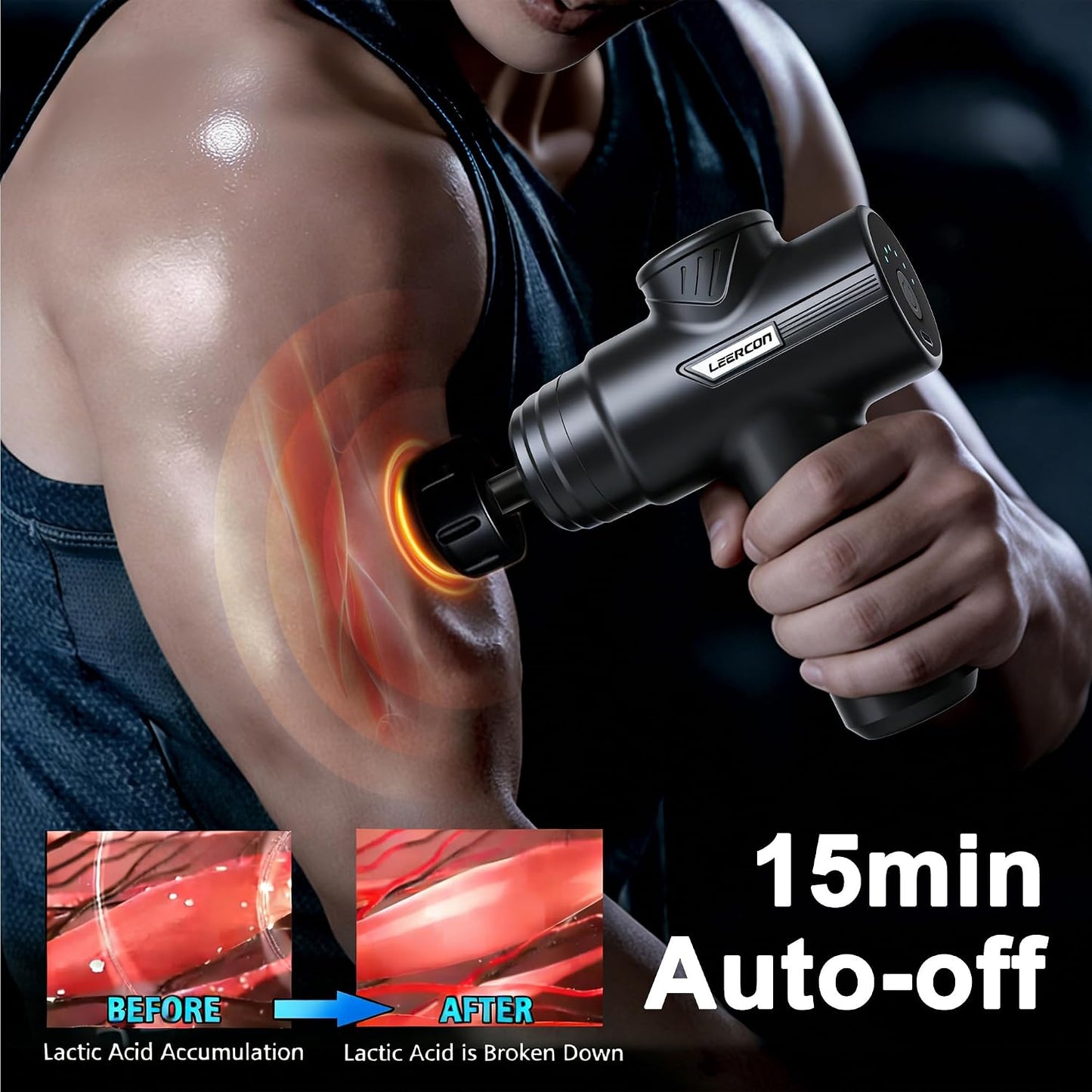 Massage Gun Deep Tissue, Silent Motor and Portable Massage Gun with 4 Interchangeable Heads for Deep Muscle Relief and Relaxation, Relax Gift