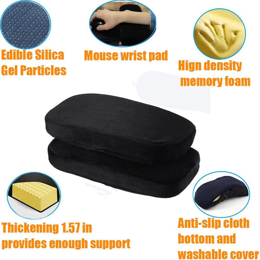 Chair Armrest Pads,Memory Foam Office Chair Arm Covers and Elbow Pillow for Elbows and Forearms Pressure Relief(Set of 2)