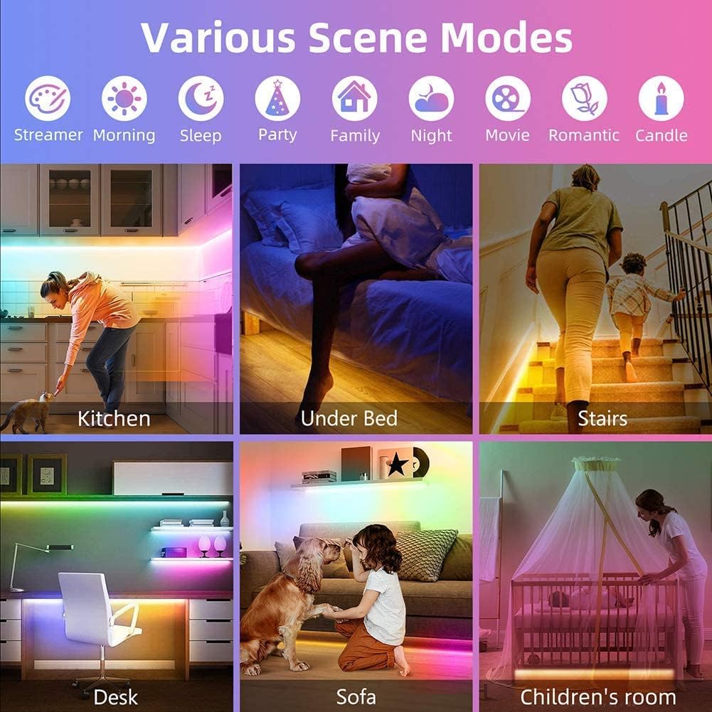 Motion Activated Under Bed Lights,2x9.8ft Motion Sensor RGB Strip Light