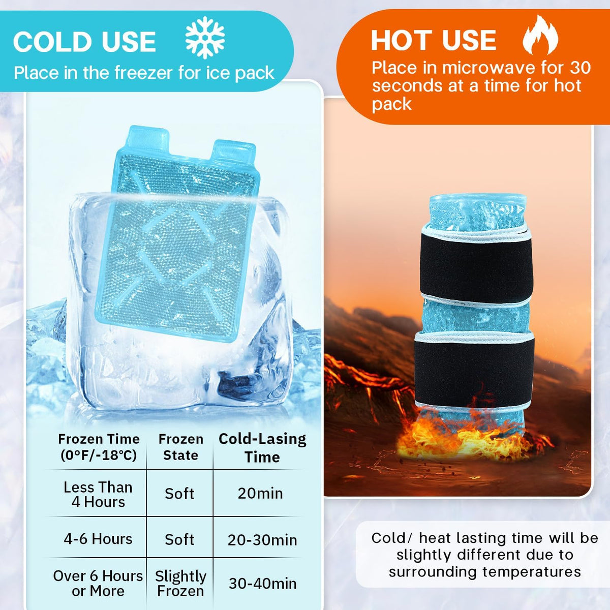 Ice Pack for Knee Pain Relief 2 Pack Reusable Gel Ice Wrap for Leg Injuries Swelling Knee Replacement Post-Surgery Recovery Adjustable Cold Therapy Wrap for Arthritis Meniscus Tear and ACL (Blue)