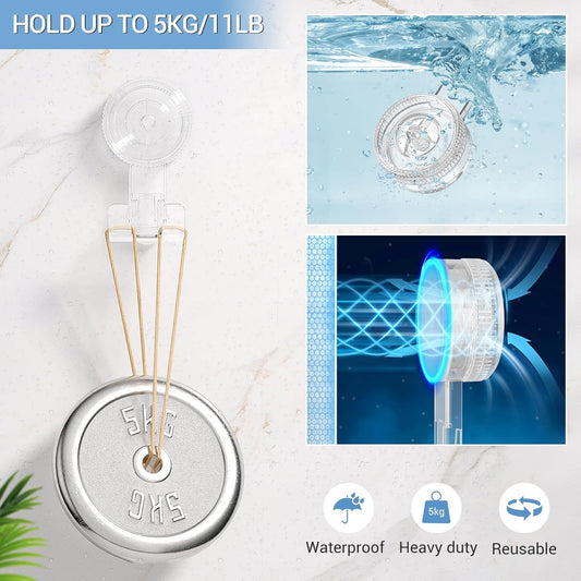 LUXEAR Suction Hooks, 2 Pack Razor Hooks Removable & Reusable | Shower Hook Damage-Free Powerful Suction Hanger for Towel Bathrobe Loofah Bathroom Kitchen Storage Hooks Weather Hanger