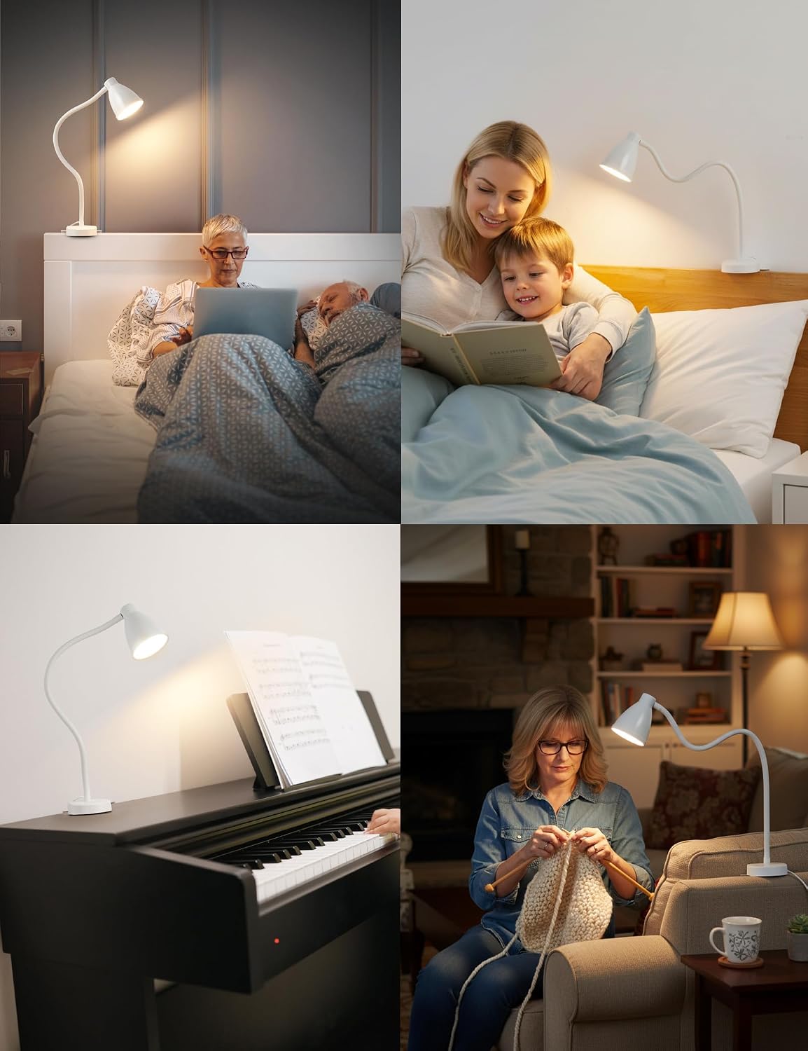 BOHON No Install Bedside Reading Light, Clip-Free Wall Mounted Lamp Black