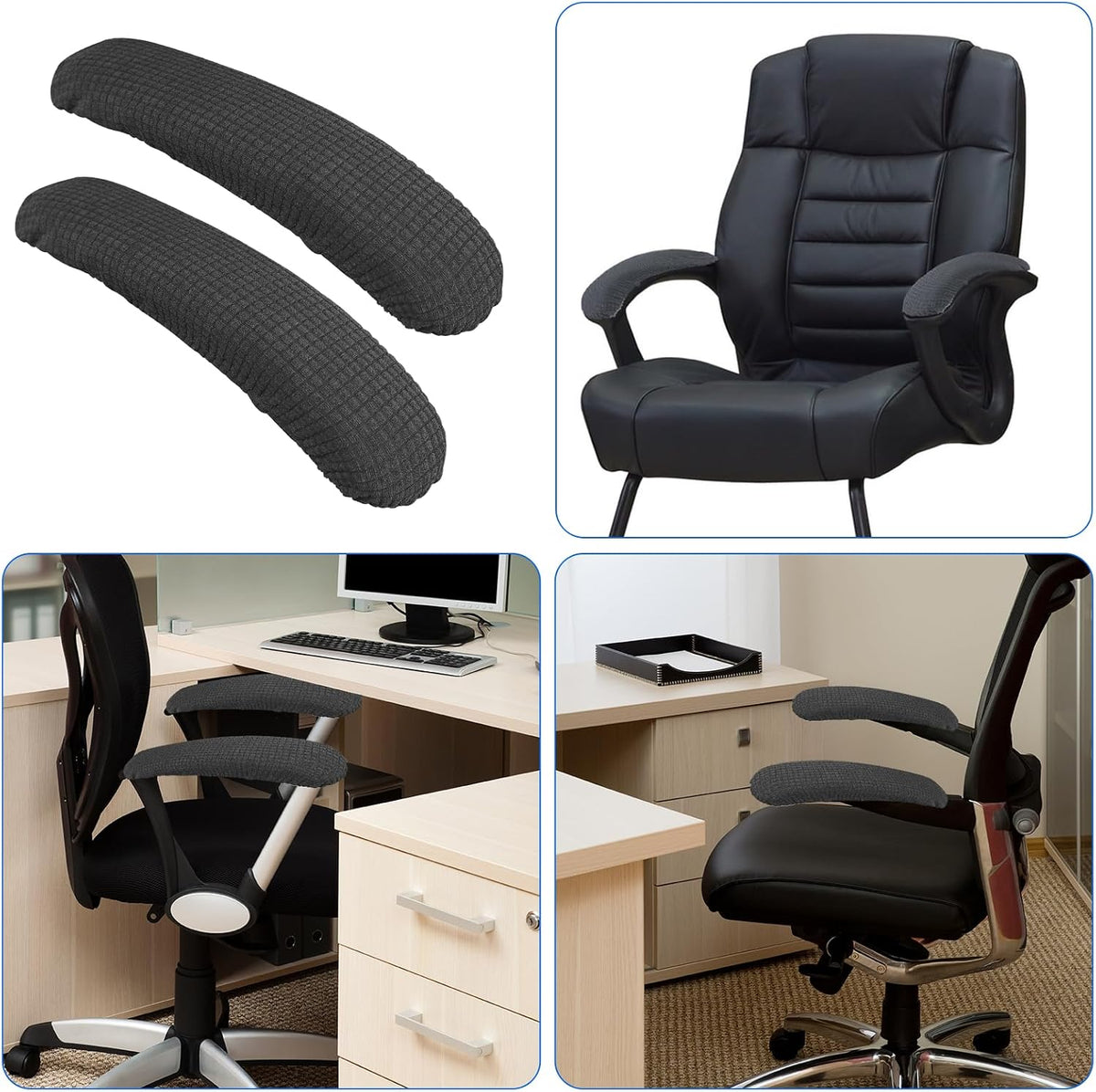 Vin Beauty Office Chair Armrest Covers, 2Pcs Office Removable Arm Rest Covering, Elastic Chair Armrest Covers, Office Seat Hand Rest Protector, Arm Covers Protectors for Office Chair(Black)