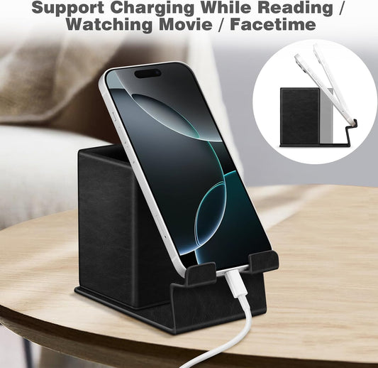 FINTIE Pencil Holder With Phone Stand, Eyeglasses Holder, Desktop Organizer | Nightstand Glasses Holder, Desktop Organizer, For Remote/Pen Storage, Office Supplies Case, Home Decor