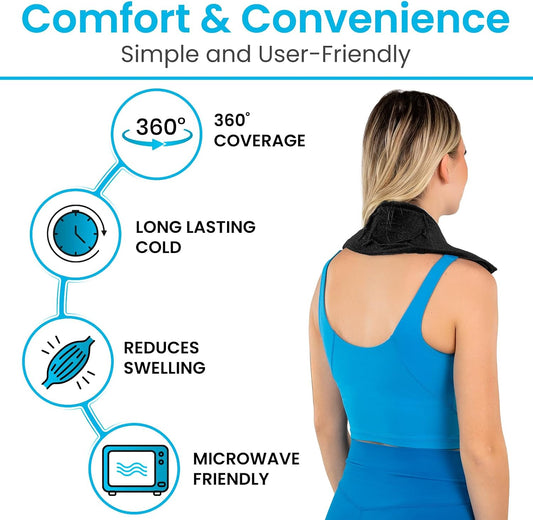 Arctic Flex Neck Ice Pack Wrap w/Gel - Reusable Hot & Cold Cervical Ice