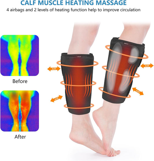 QUINEAR Leg Massager with Heat and Compression, Air Pressure Calf Massager with 2 Heating 3 Intensities, Sequential Compression Device for Circulation and Pain Relief,Ideal Gift