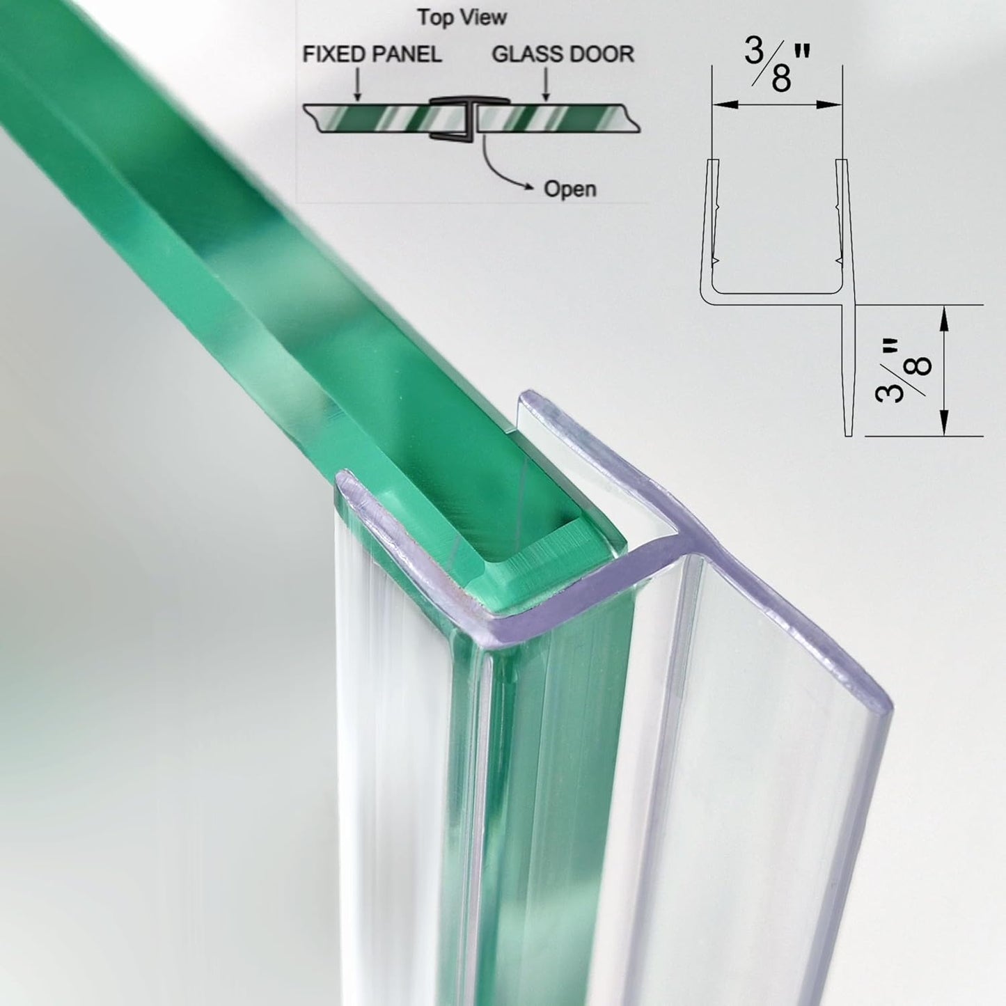Shower Door Bottom Seal Strip 36 inches, 1/2" (12mm) Glass, 1 Pack | Frameless Shower Sweep Seal, Ultra Clear, Transparent, Polycarbonate