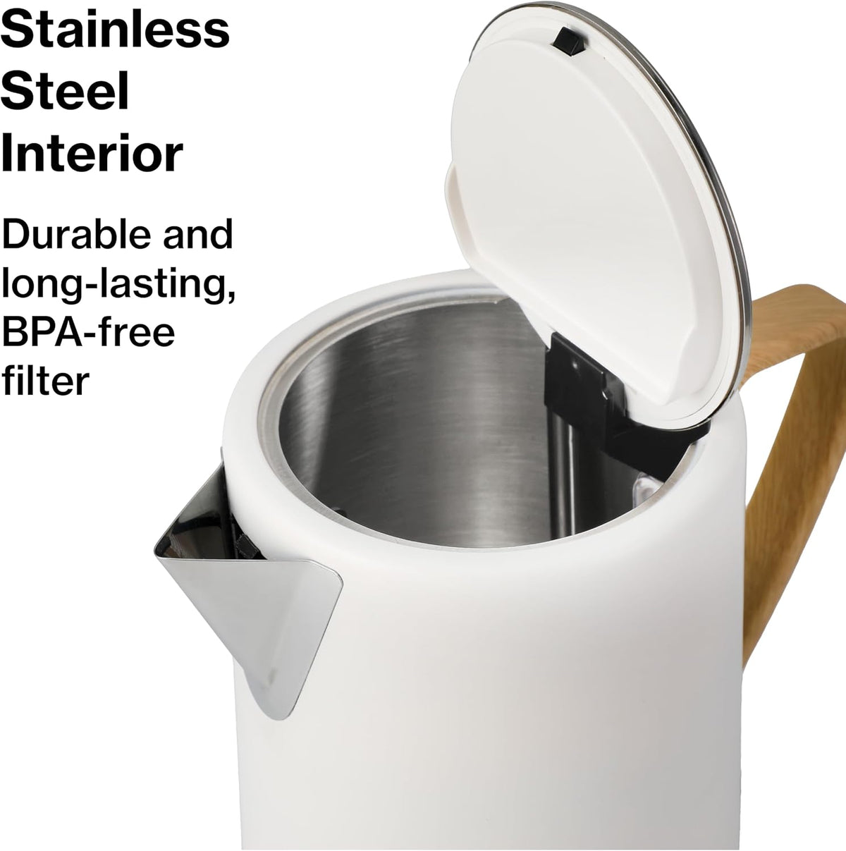 1.0L 1500W Gooseneck Electric Kettle - Stainless Steel Interior - Rapid-Boil - Auto Shut-Off, Boil-Dry Protection, Temperature Control, LED Indicator - Black by The Display Guys