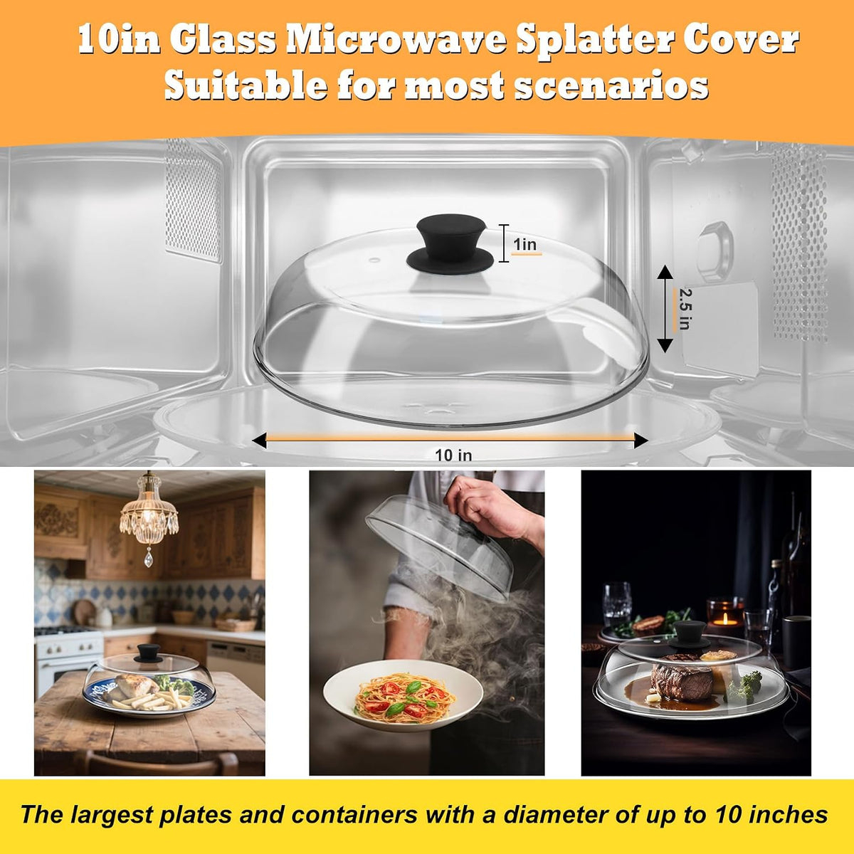 10in Glass Microwave Cover for Food,Glass Microwave Cover,Food Grade