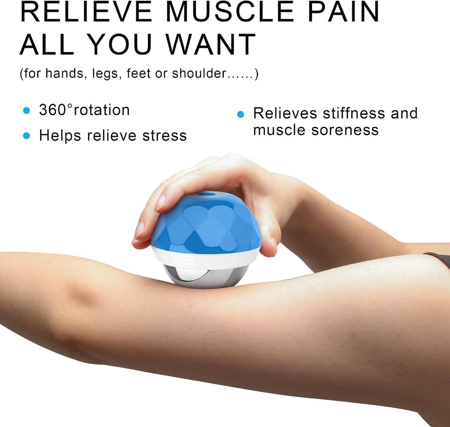 Coolrunner Cold Massage Roller Ball, Cryosphere Cold Massage Ball- Heat Therapy & Cold Therapy Relief with Cold Gel Core- Helps with Muscles Recovery and Inflammation for Shoulders, Neck (Black Blue) | Heat Therapy & Cold Therapy Relief, Helps with