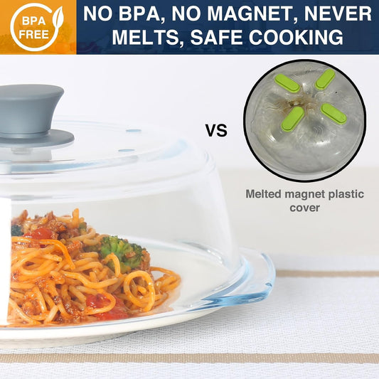 Lopeztek Glass Microwave Splatter Cover for Food, Non-Plastic