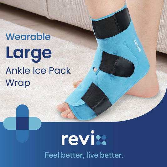 REVIX Large Ankle Ice Pack for Foot Discomfort, Reusable Gel Cold Pack with Cold Compression Therapy, Full Coverage Ankle Ice Wrap for Post-Workout Recovery, Plantar Fasciitis