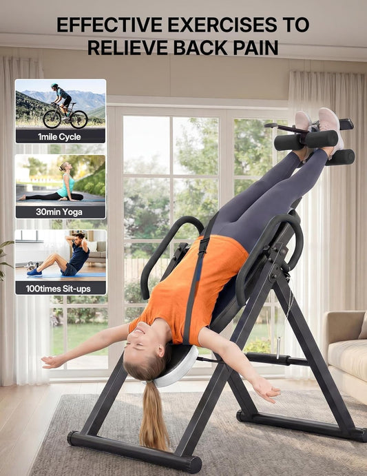 YOLEO Gravity Inversion Table for Back Pain Relief 2026 New Inversion Table w/Lumbar Support Easy to Assemble Back Stretcher Machine 300 lbs