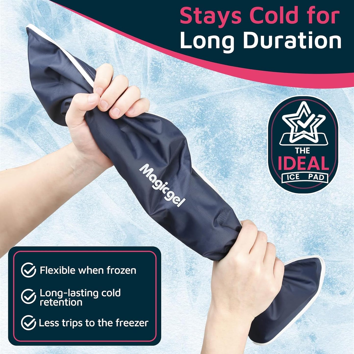 Magic Gel Leg Ice Pack - Professional Cold Therapy - Wrap Around Shin Ice Packs - Full Leg Ice Pack Wrap Around Entire Leg - Cool Down Your Legs Shins Hamstrings - Ice Packs Sleeve