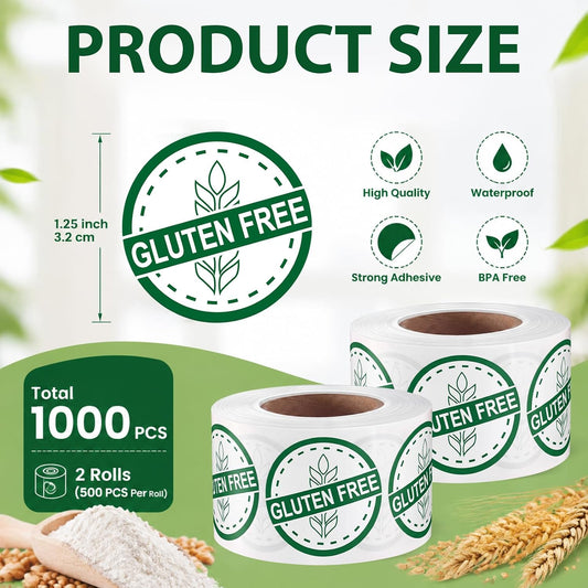 1000 PCS Vegan Food Stickers Bulk - 1.25 Inch Round Circle Vegan Rotation Dots Labels with Self Adhesive for Restaurants, Home Kitchen & Food Packaging, 2 Rolls(500 PCS Per Roll)