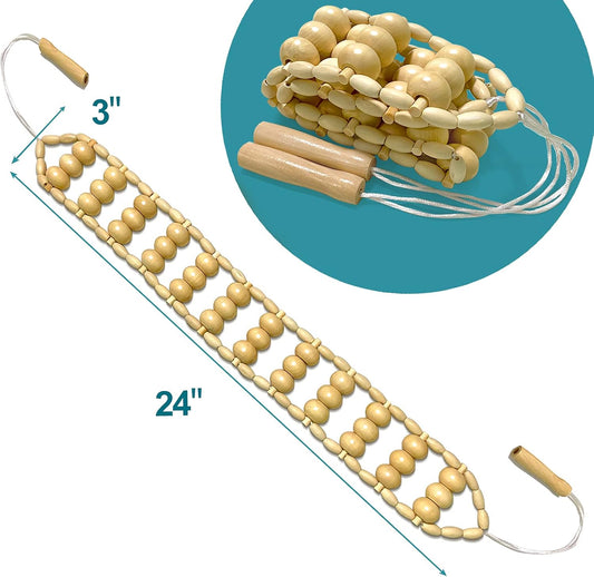 Wood Therapy Massage Tools, Wooden Back Massager Roller Rope | Lymphatic Drainage Cellulite Massager Tool, Maderoterapia Kit, Use for Back, Neck, Shoulders, Legs, Waist Pain Relief