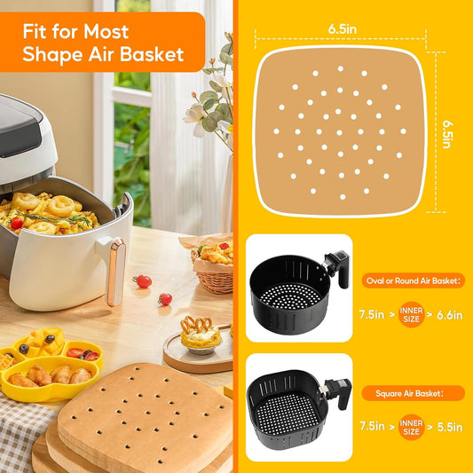 Katbite 160pcs Air Fryer Parchment Paper Liners, Perforated 9x11 Inch | Disposable air fryer paper liners, nonstick perforated for airflow, fit air fryer/toaster oven, Cuisinart & Ninja Foodi