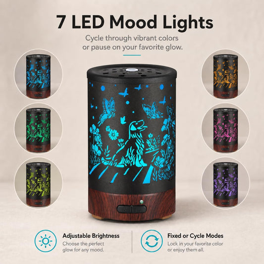 Tree Essential Oils Diffuser for Home 150ML Aromatherapy Diffuser | Birthday Gifts for Women mom,Metal Cool Mist Humidifier with 7 Colors Lights Waterless Auto Off Air Diffusers
