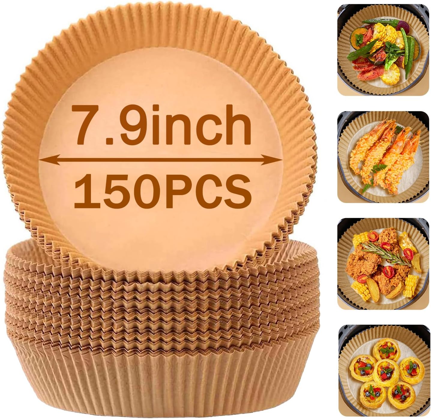 Air Fryer Liners Disposable 6.3 inch Round,100PCS for AirFryer | Unbleached Non-stick Non-leak 2Qt to 5Qt Small Air fryer liner Parchment Paper