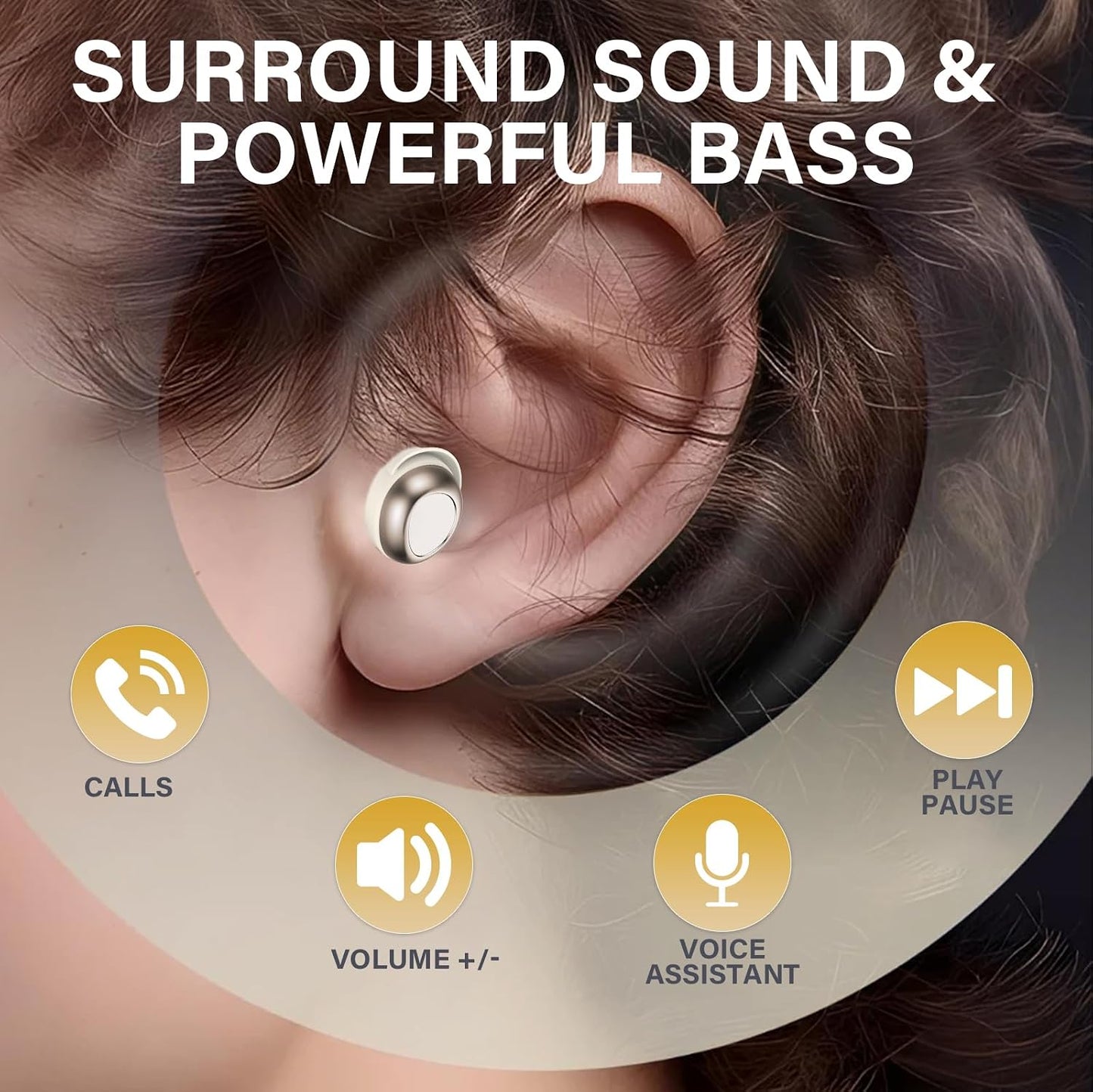 Sleep Ear Buds, 2025 True Wireless Earbuds, Ultra-Mini Bluetooth 5.4 Earbuds for Side Sleepers, 42H Play Hi-Fi Stereo 3D Bass Noise Cancelling Bluetooth headphones, USB C, IP7 Waterproof LED Earphones