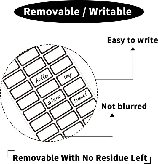 STARLIBOO Removable Labels, Removable Colored Labels Stickers, Self-Adhesive Rectangular Stickers Water/Oil/Tear Resistant for Food Containers/Classroom/Storage (8 Colors, 240 Labels)